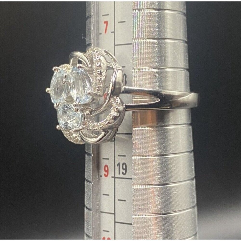 March Birthstone Aquamarine Ring Sz 8 Gem Stone King GSK Sterling Silver Lab - Picture 8 of 9